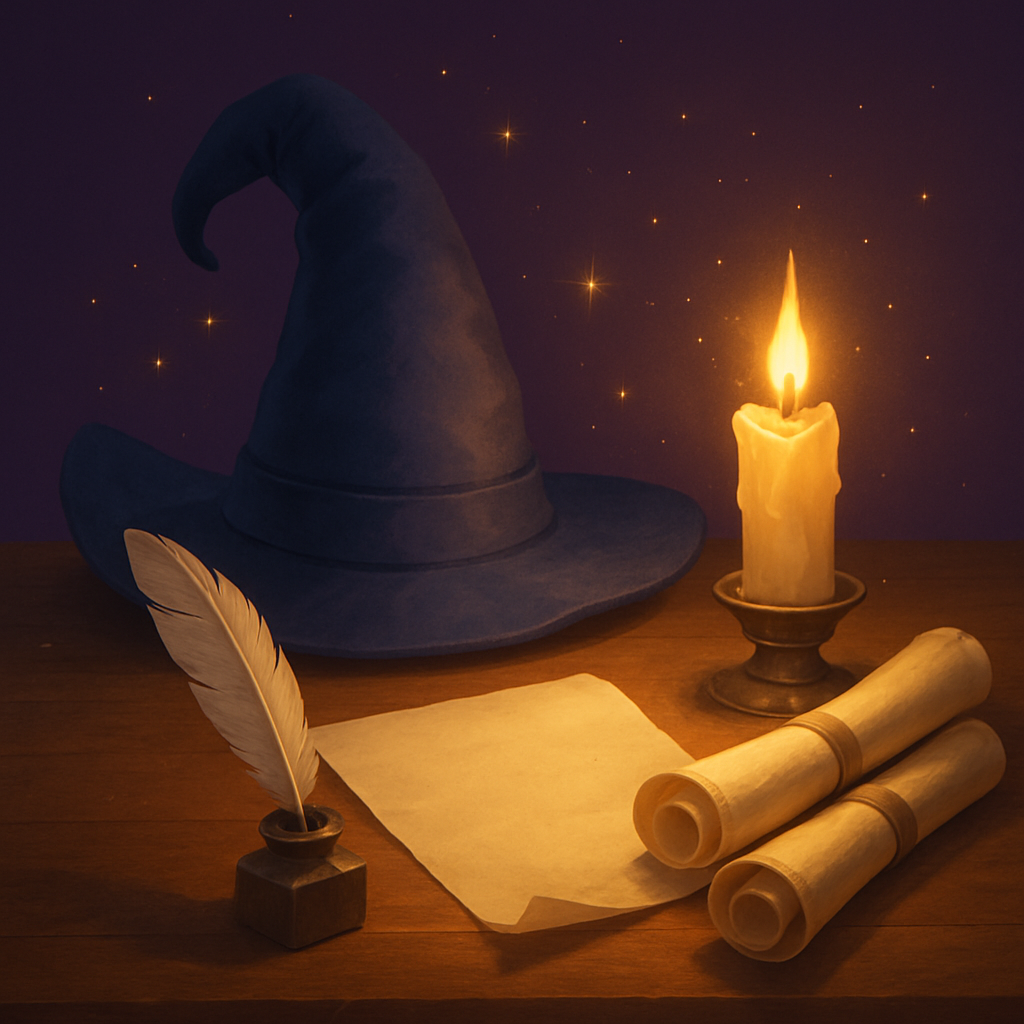 Chapeau de sorcier et plume